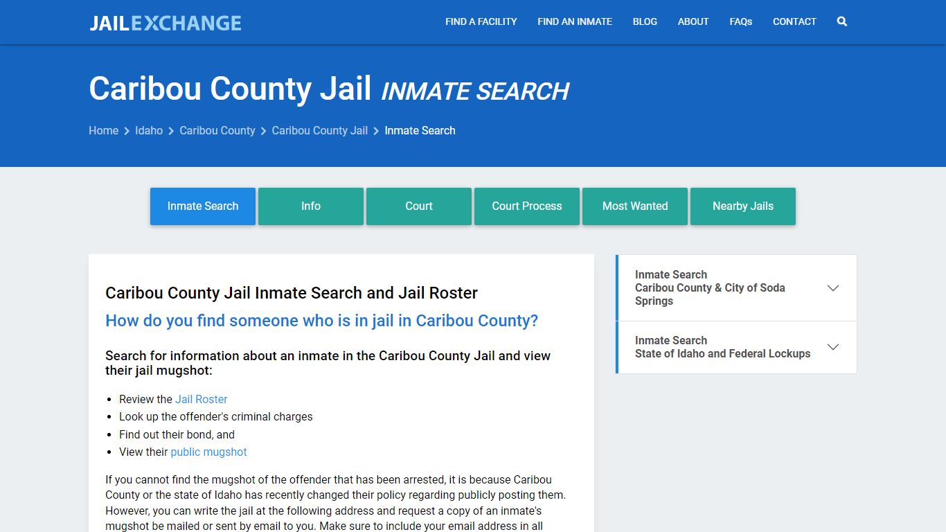 Inmate Search: Roster & Mugshots - Caribou County Jail, ID